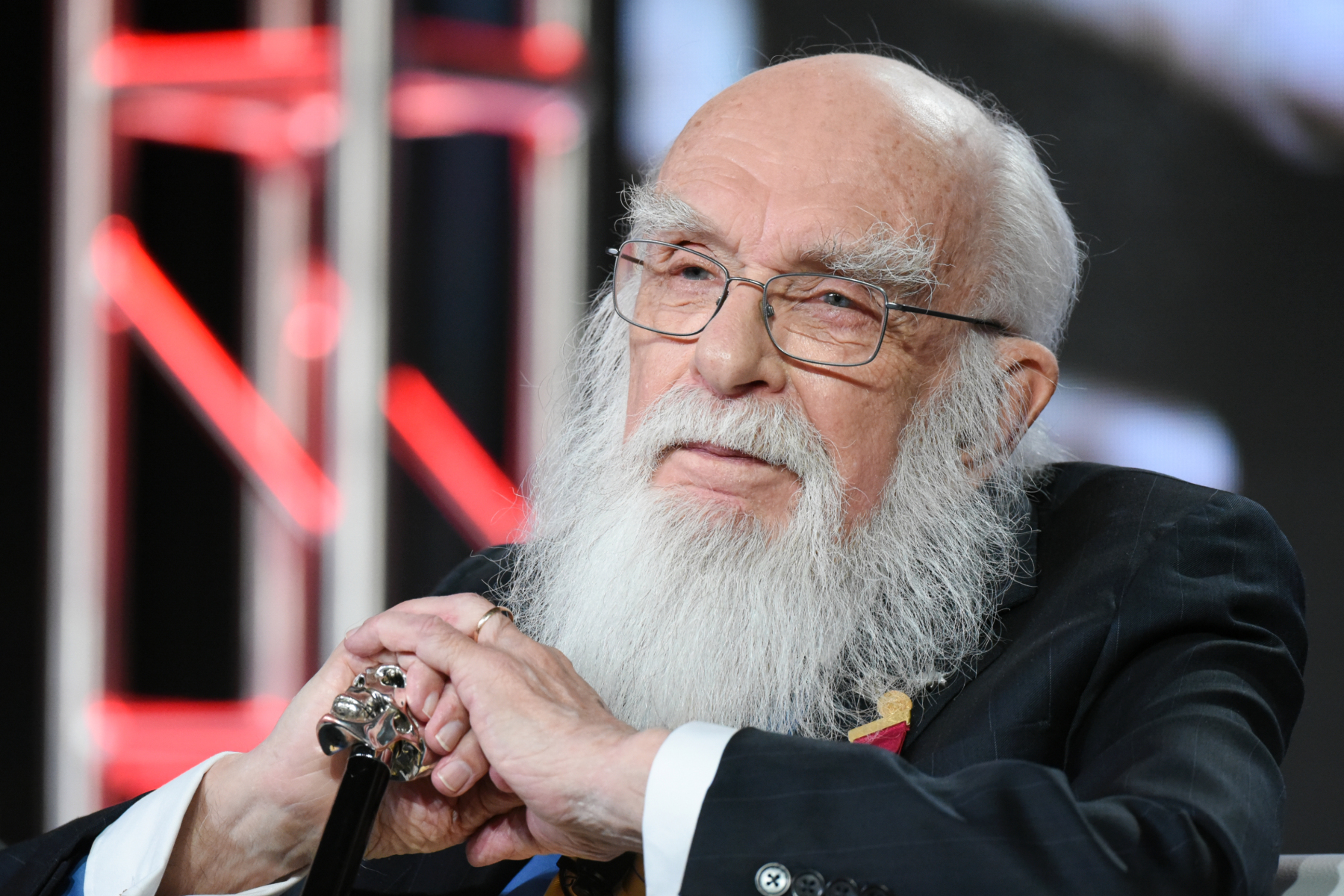 Magician James Randi participates in the "An Honest Liar" panel at the PBS Winter TCA on Monday, Jan.18, 2016, in Pasadena, Calif. (Photo by Richard Shotwell/Invision/AP)
